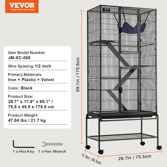 SucceBuy Four Tier Rolling Metal Ferret Cage For Small Animals