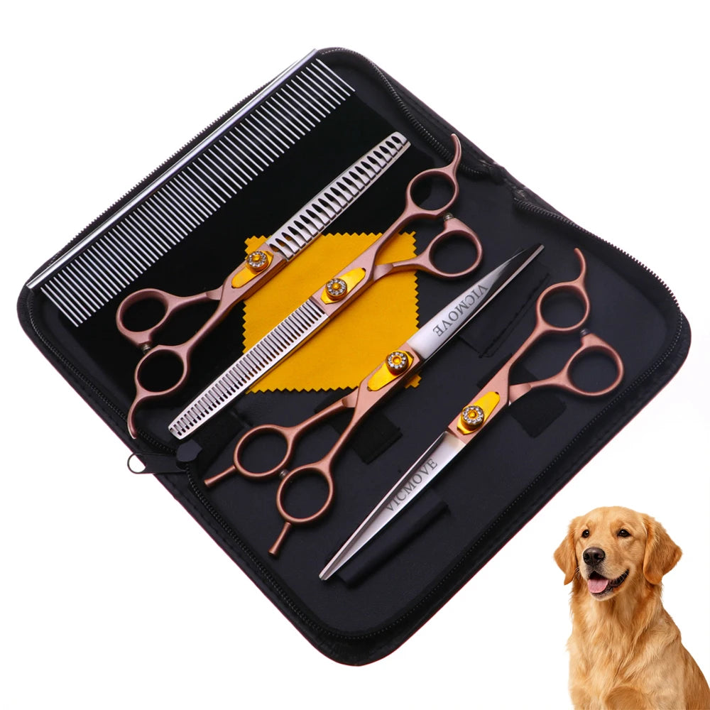 VICMOVE Dog Grooming Scissors Set Straight And Curved Stainless Steel