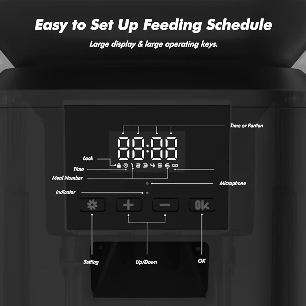 Nityers Automatic Cat Feeder With Key Control Voice Recorder