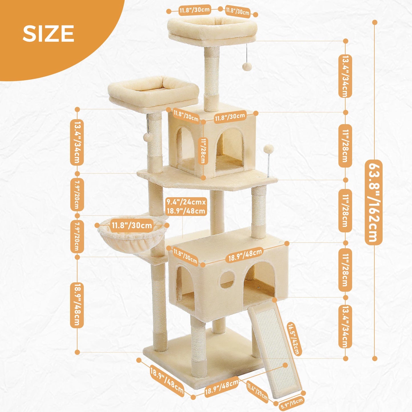 PAWZ Road Five-Level Cat Tree Tower With Sisal Scratching