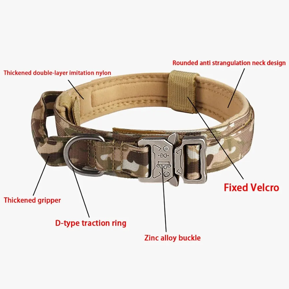 Outdoor Tactical Dog Collar With Breathable Nylon And Metal Buckle