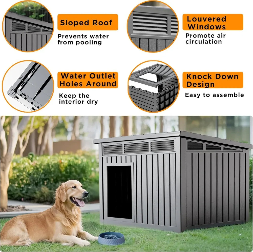 Large Weatherproof Indoor Outdoor Dog House With Removable Roof