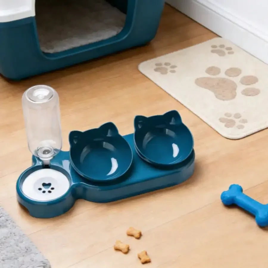 Triple Cat Bowls For Food And Water Raised Feeding Station