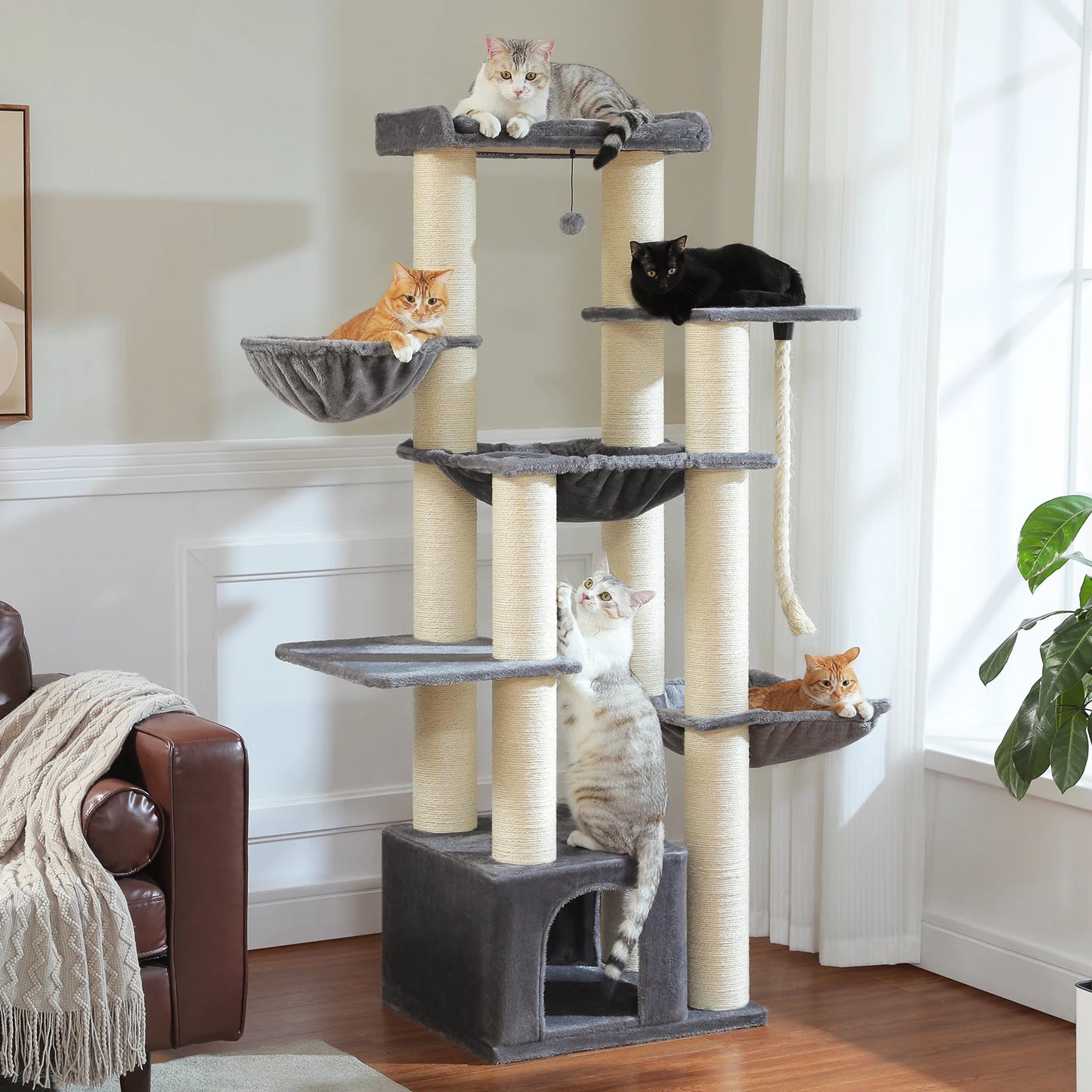 PAWZ Road Large Cat Tree Tower With Hammock Five Levels