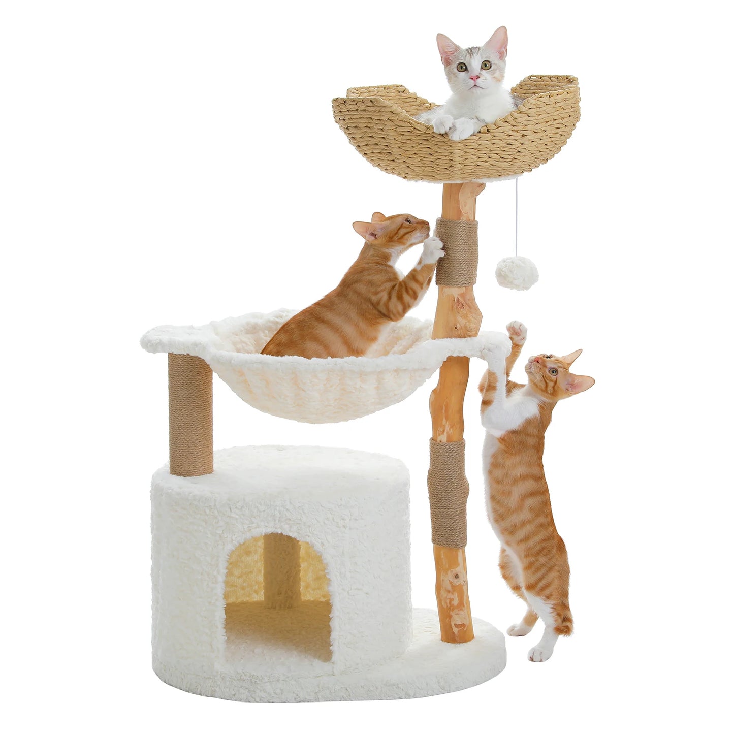 PAWZ Road Modern Cat Tree With Large Wicker Basket