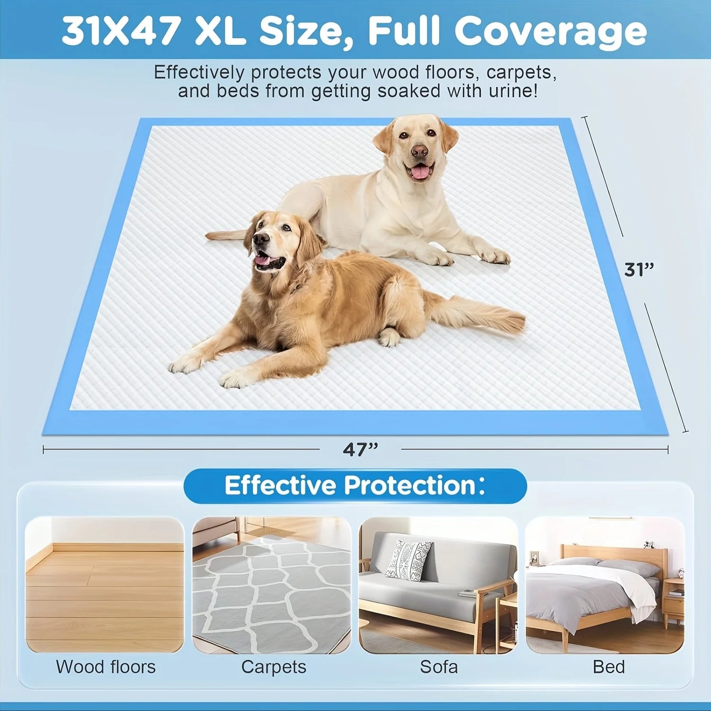 Disposable 8 Layer Super Absorbent Dog Pee Pad For Cars Leak Proof