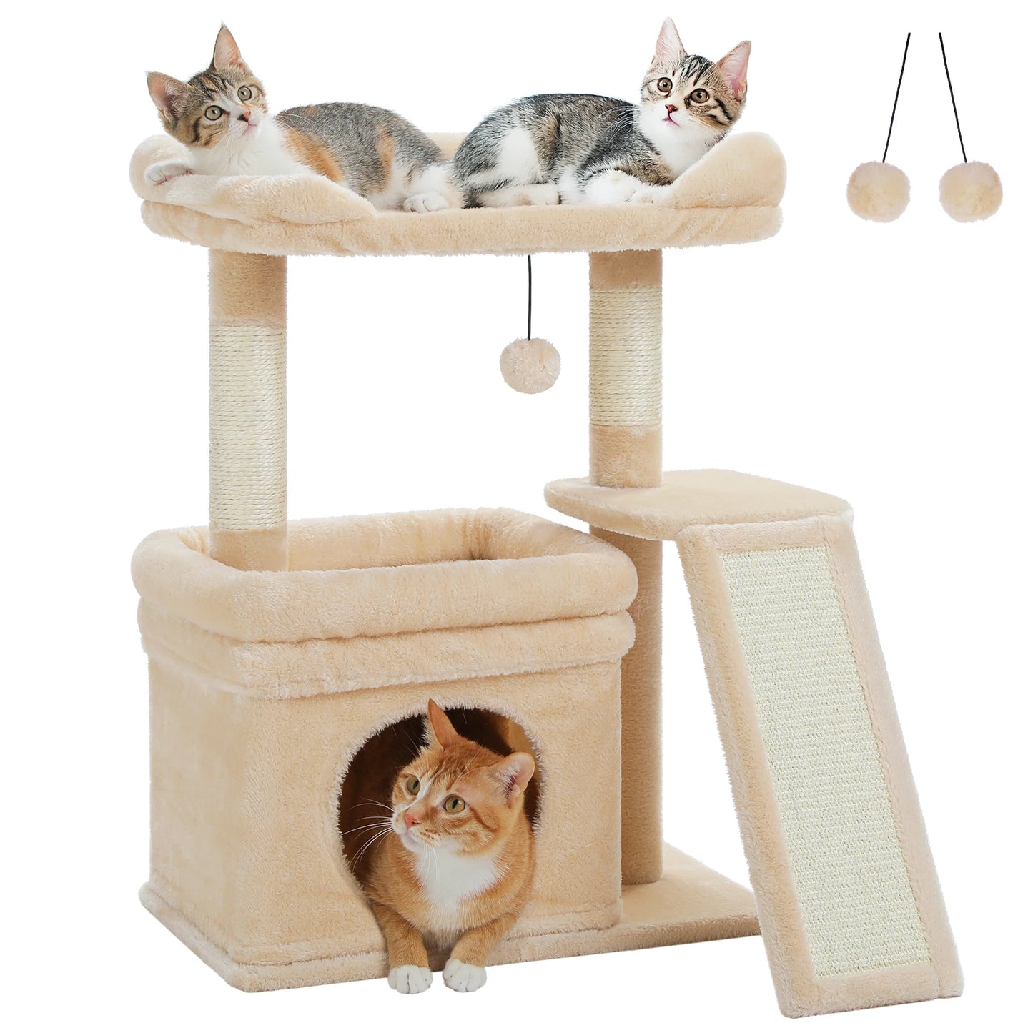 PEQULTI Cat Tree 3-Tier Indoor Tower With Private Condo