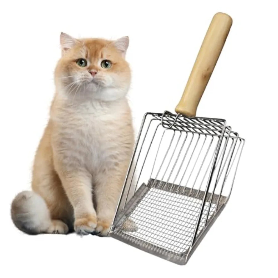 Cat Litter Scoop Stainless Steel Sifter Hook For Easy Cleaning