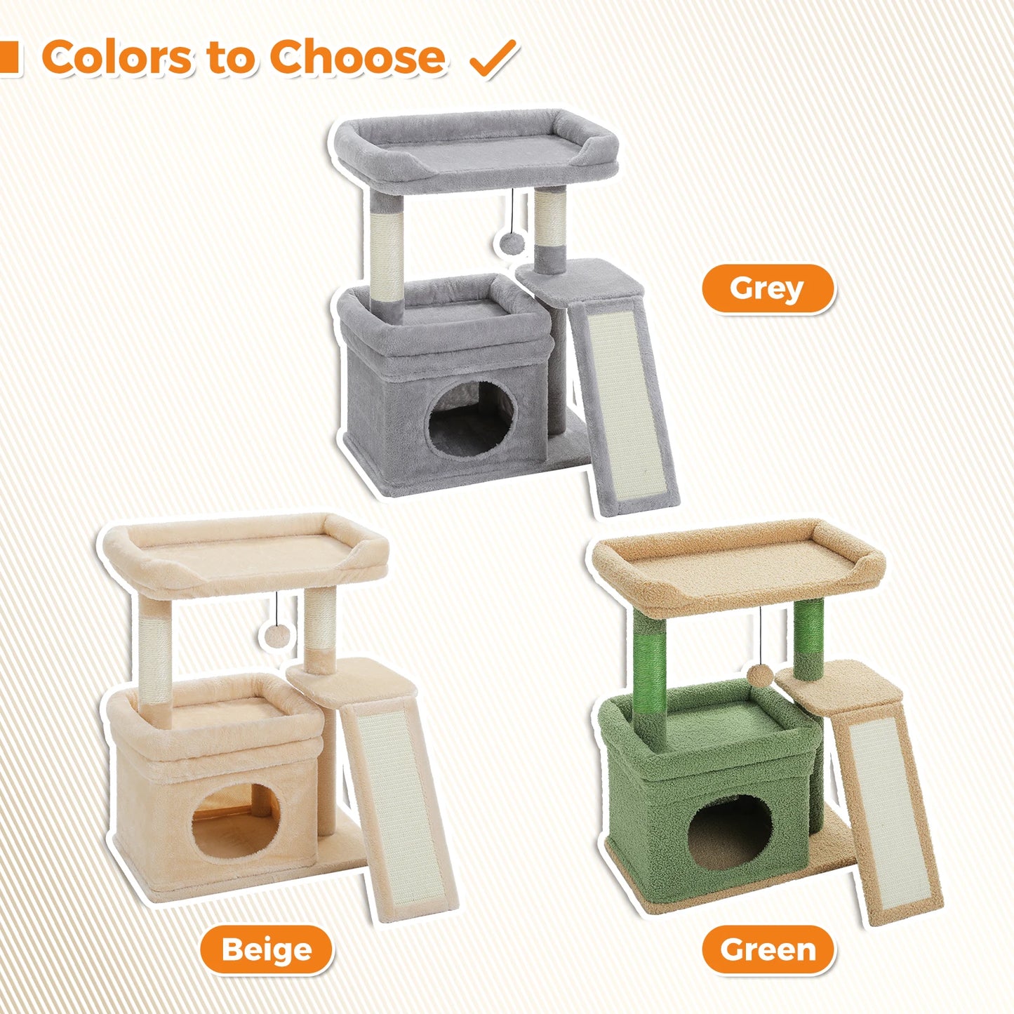 PEQULTI Cat Tree 3-Tier Indoor Tower With Private Condo