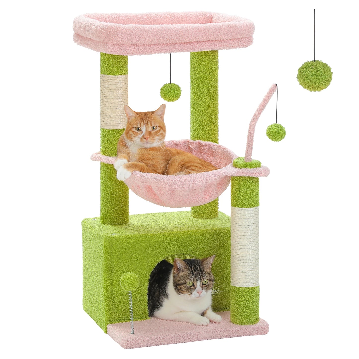 PEQULTI Cactus Cat Tree Indoor Tower With Condo Scratching Post