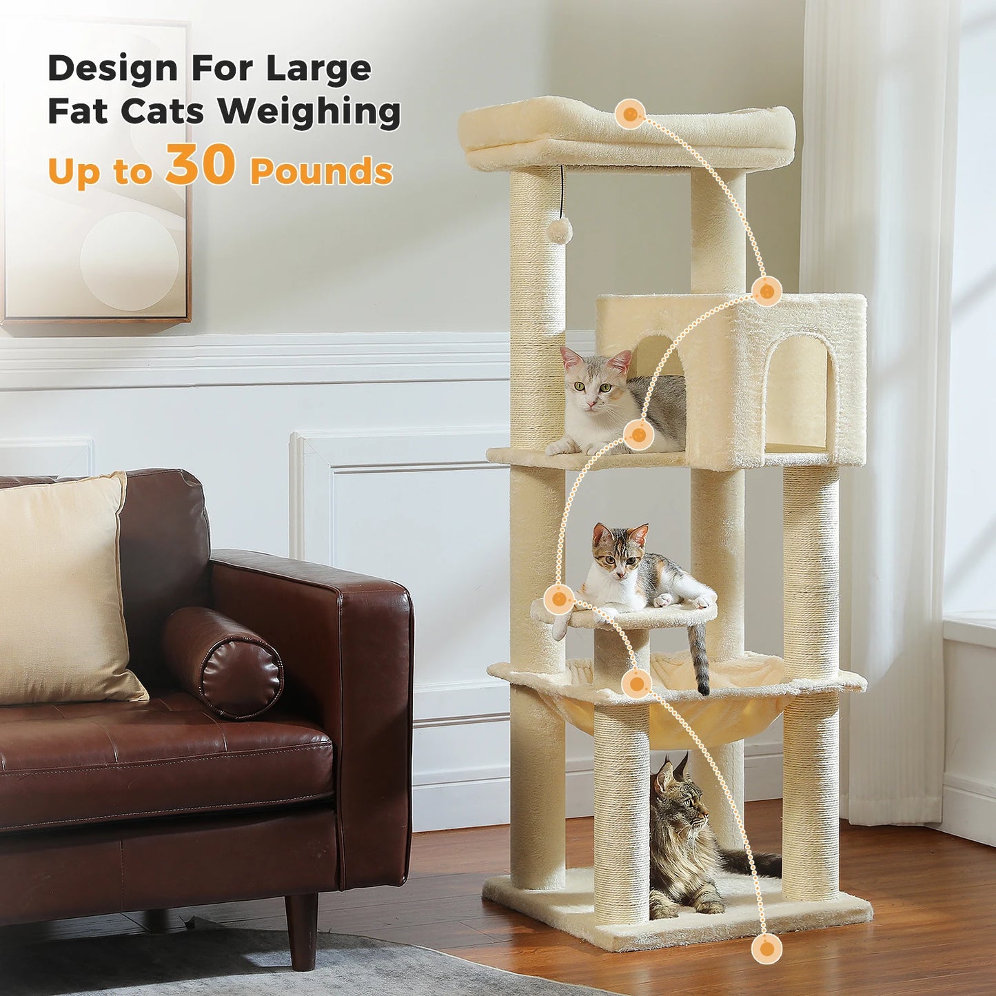PAWZ Road Heavy Duty Cat Tree With Thick Scratching Posts
