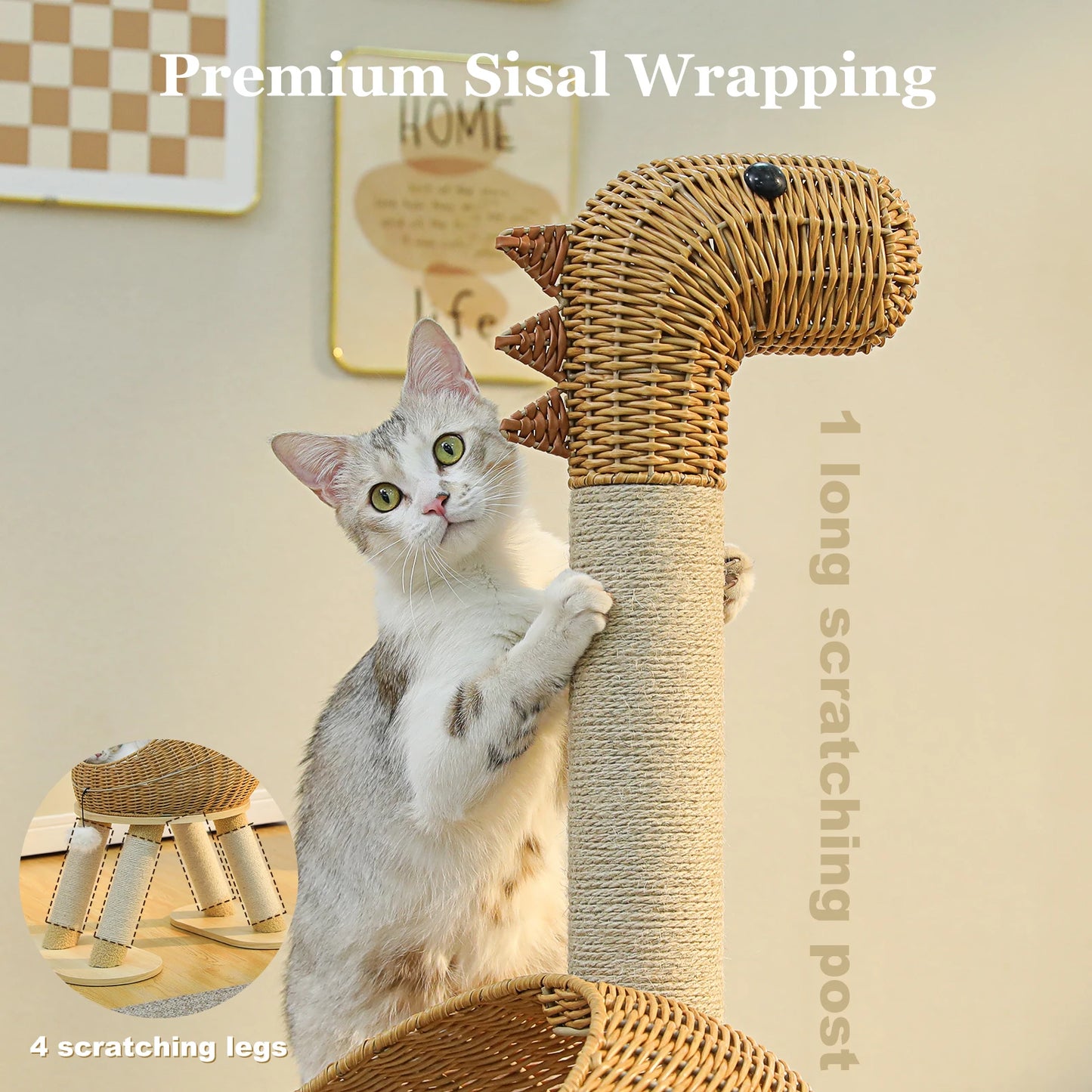 PAWZ Road Dinosaur Cat Tree Tower Three Tier Sisal Scratching Post