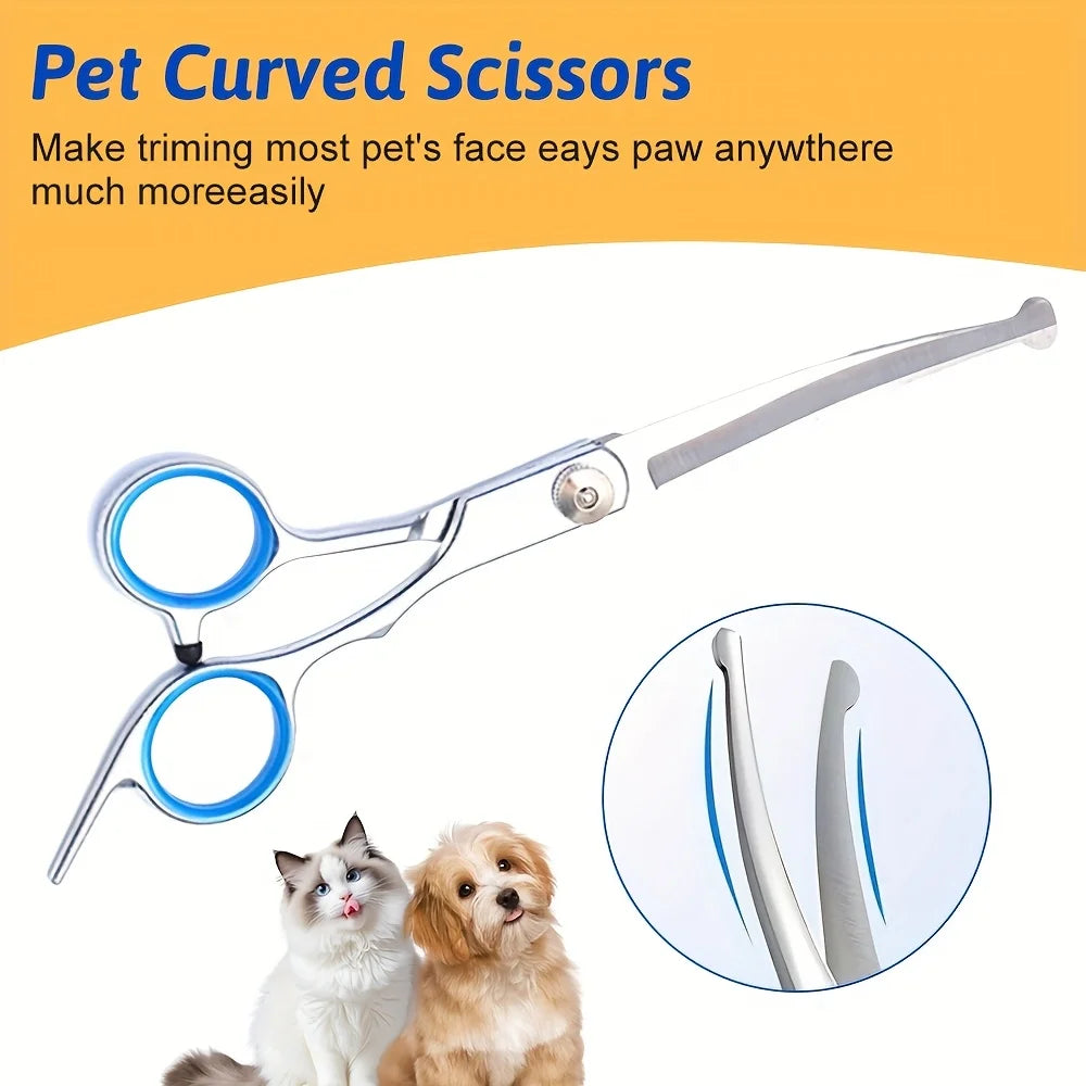 7 Piece Stainless Steel Dog Scissors Set Titanium Coated Tips