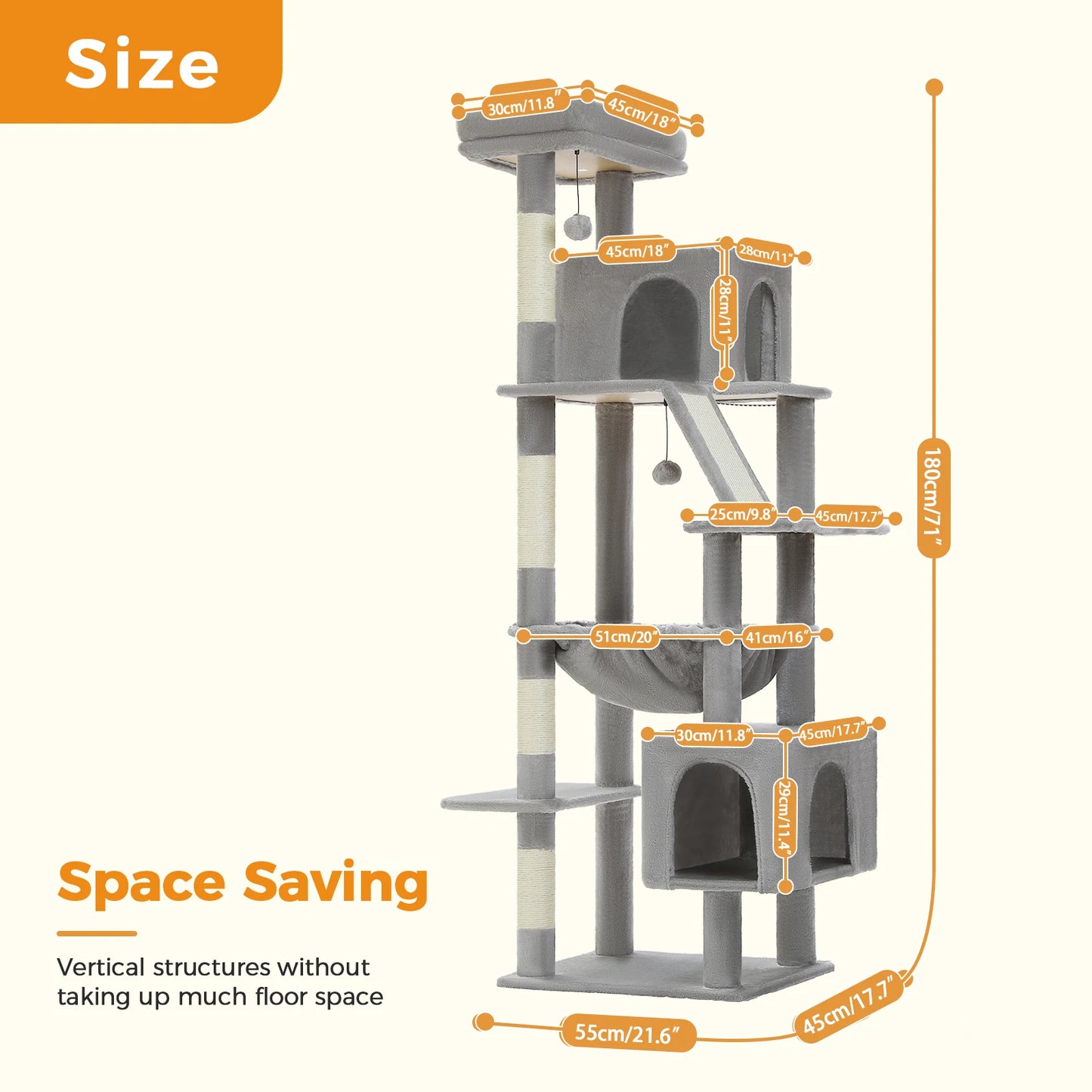PAWZ Road Tall Cat Tree For Large Cats With Levels