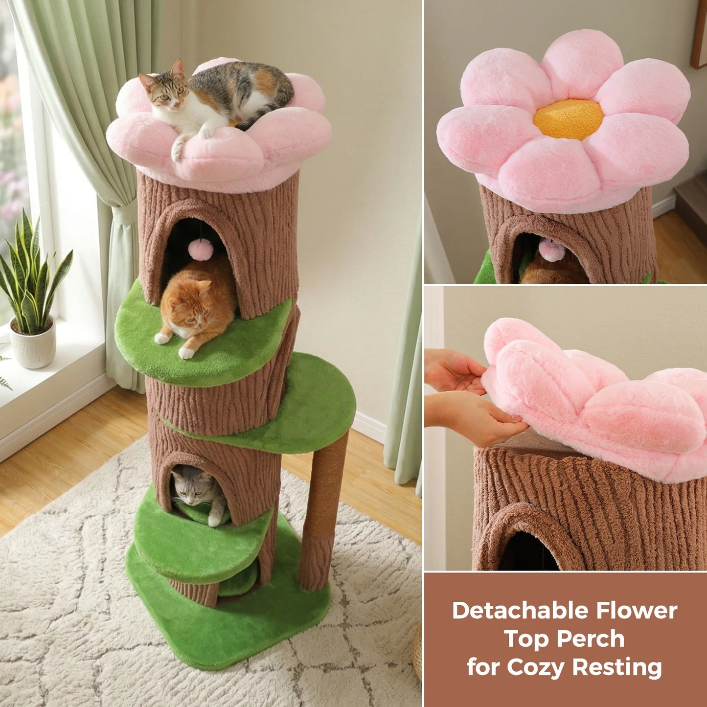 PAWZ Road Large Cat Tree Tower With 4 Condos Indoors