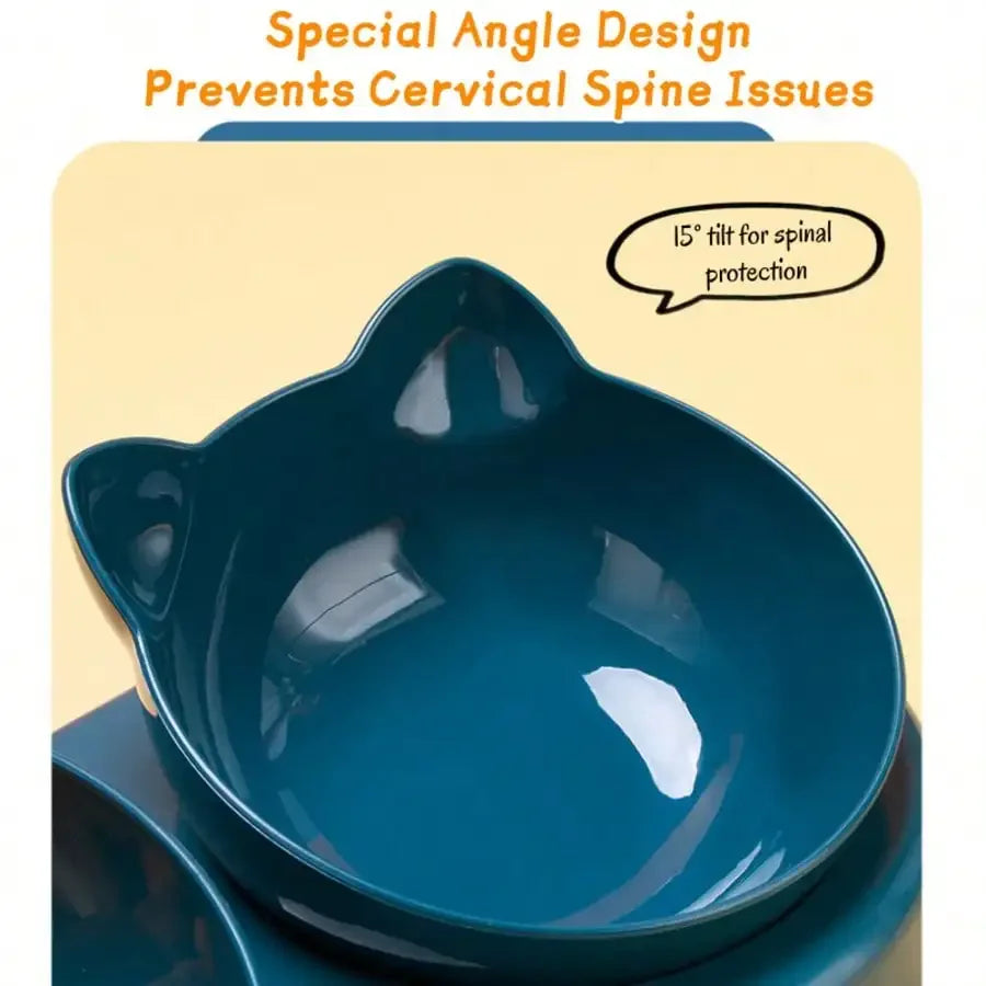 Triple Cat Bowls For Food And Water Raised Feeding Station