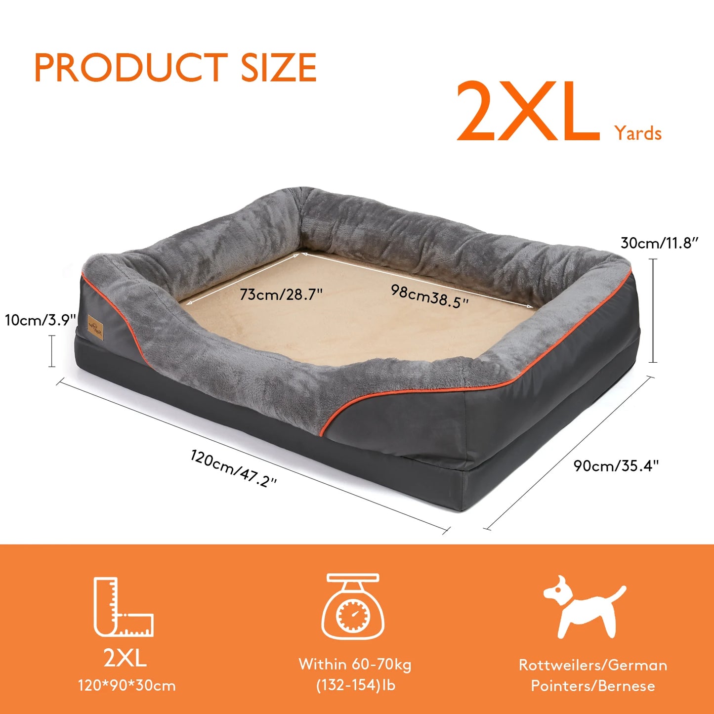 BINGOPAW Dog Bed With Removable Washable Cover Waterproof
