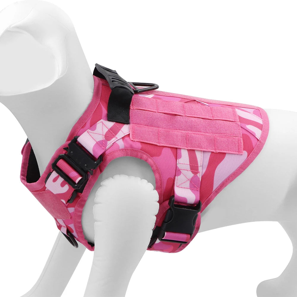 Military Camouflage Dog Harness For Large Dogs, Adjustable Tactical Vest