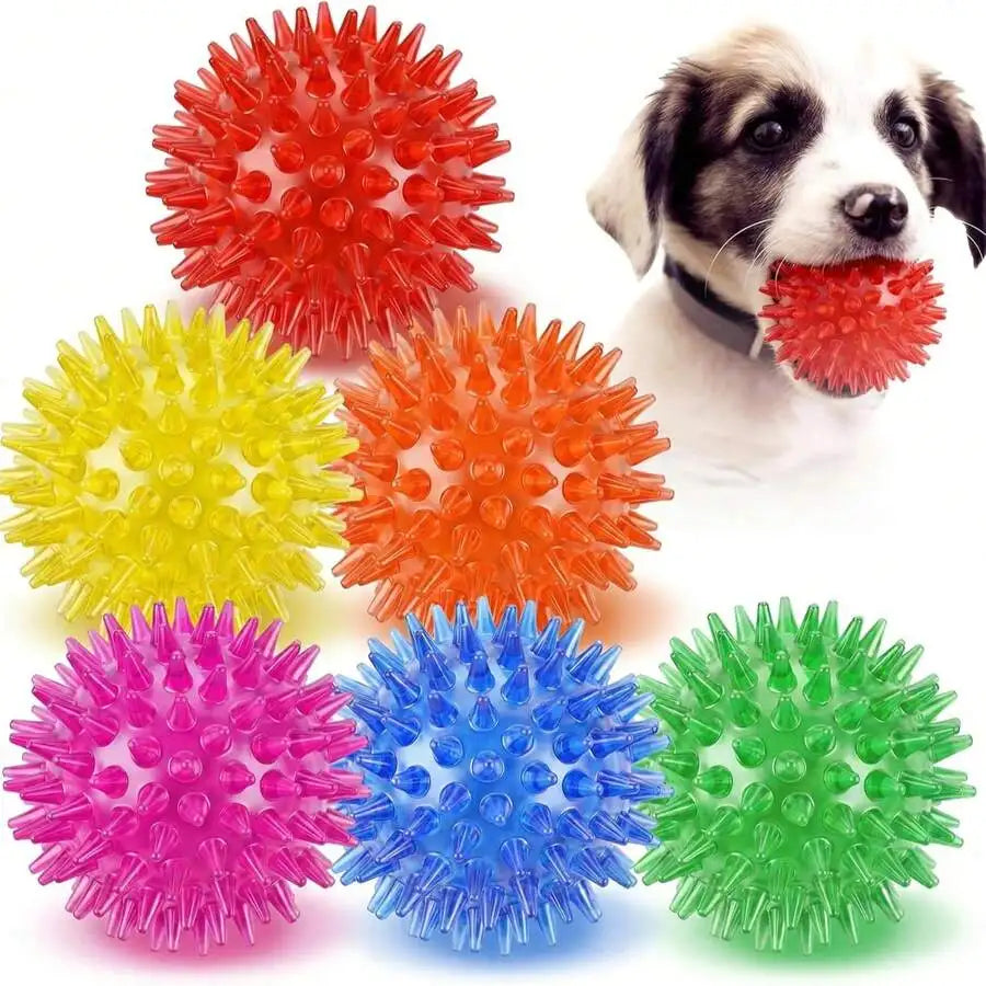 Squeaky Spiky Dog Balls Pack For Teething And Fetch
