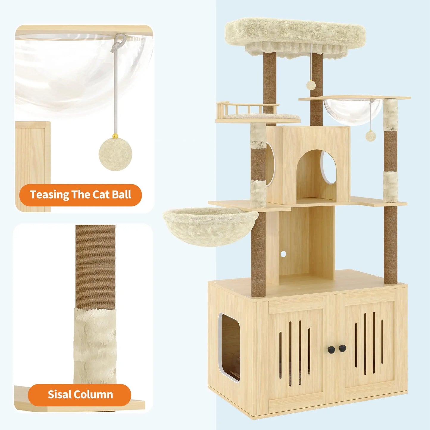 Studyset Cat Tree With Litter Box Enclosure And Hammock