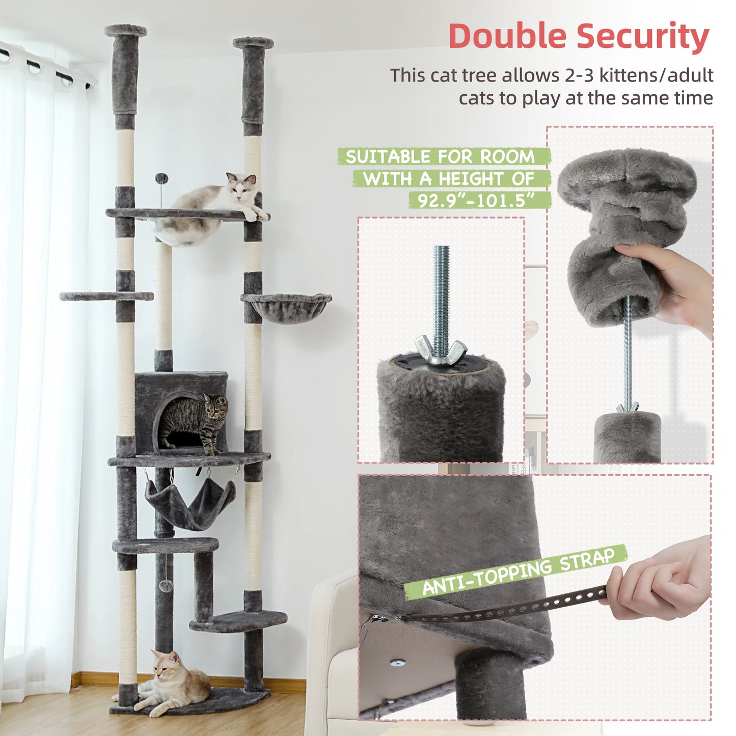 PAWZ Road Floor To Ceiling Cat Tree Scratching Posts