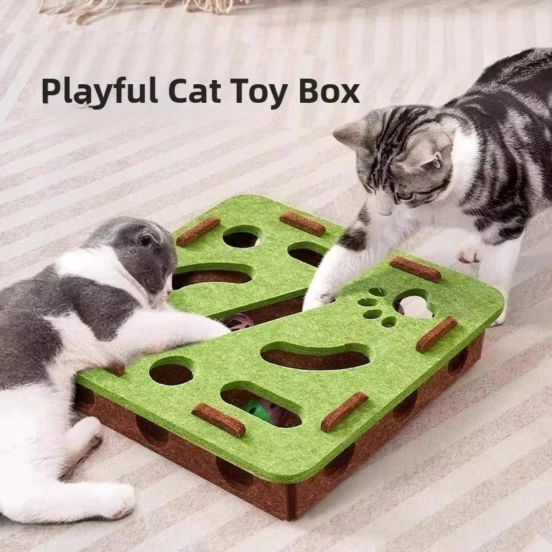 Cat Puzzle Toy Interactive Felt Box With Ball For Cats