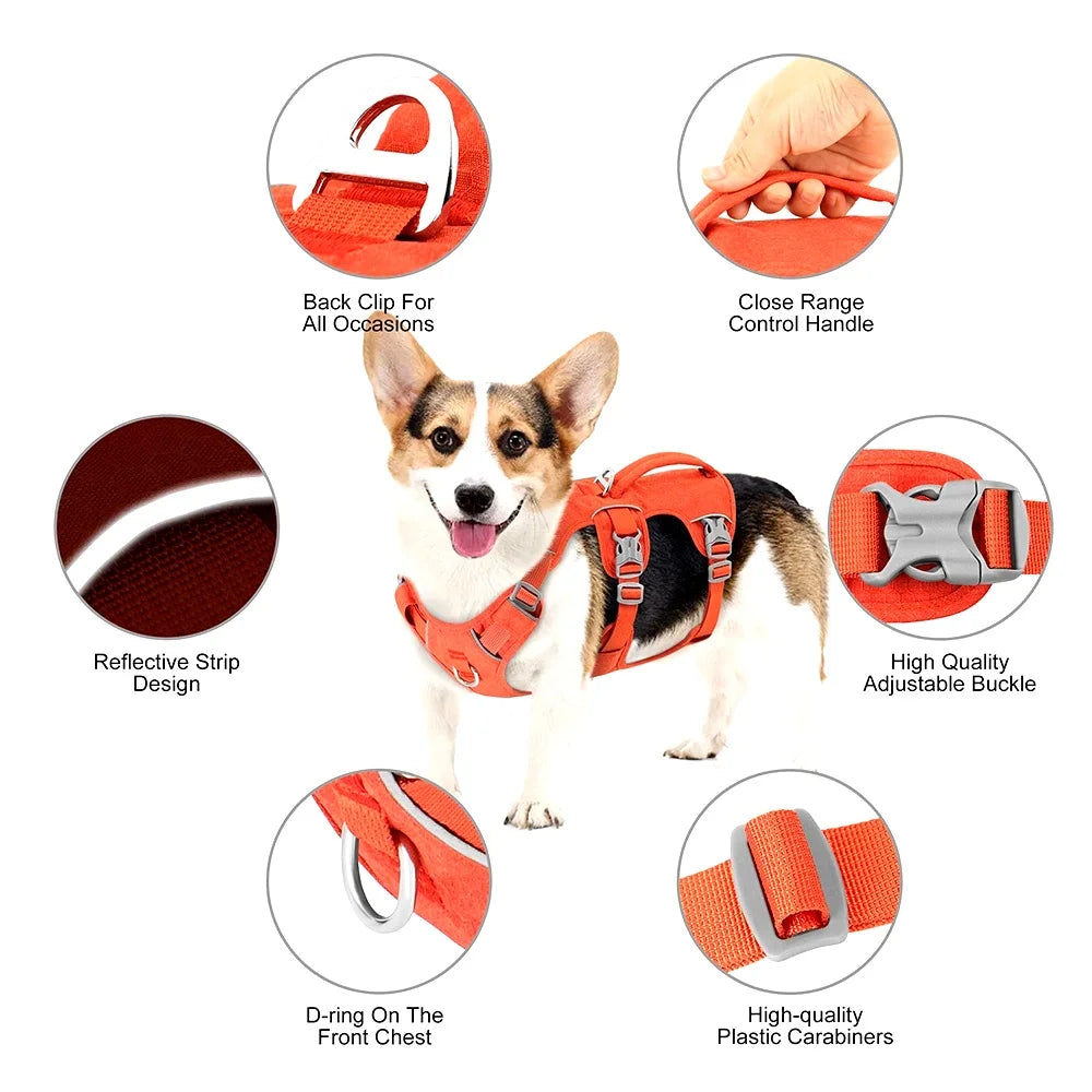 Escape Proof Nylon Dog Harness With Reflective Handle