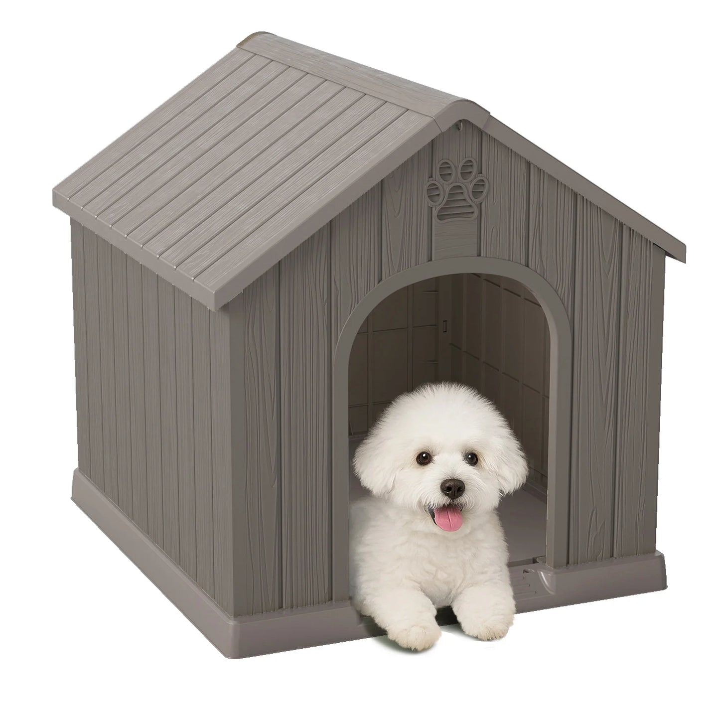 Plastic Dog House Weatherproof Pet Shelter For Yard