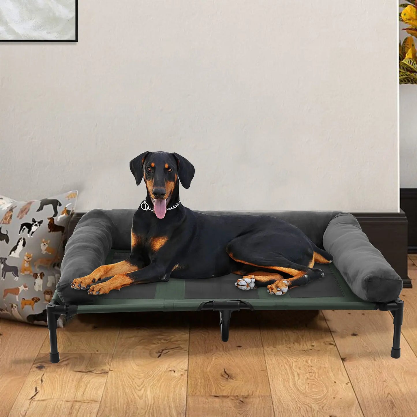 BINGOPAW Elevated Pet Lounger Bed With Detachable Bolster And Cooling