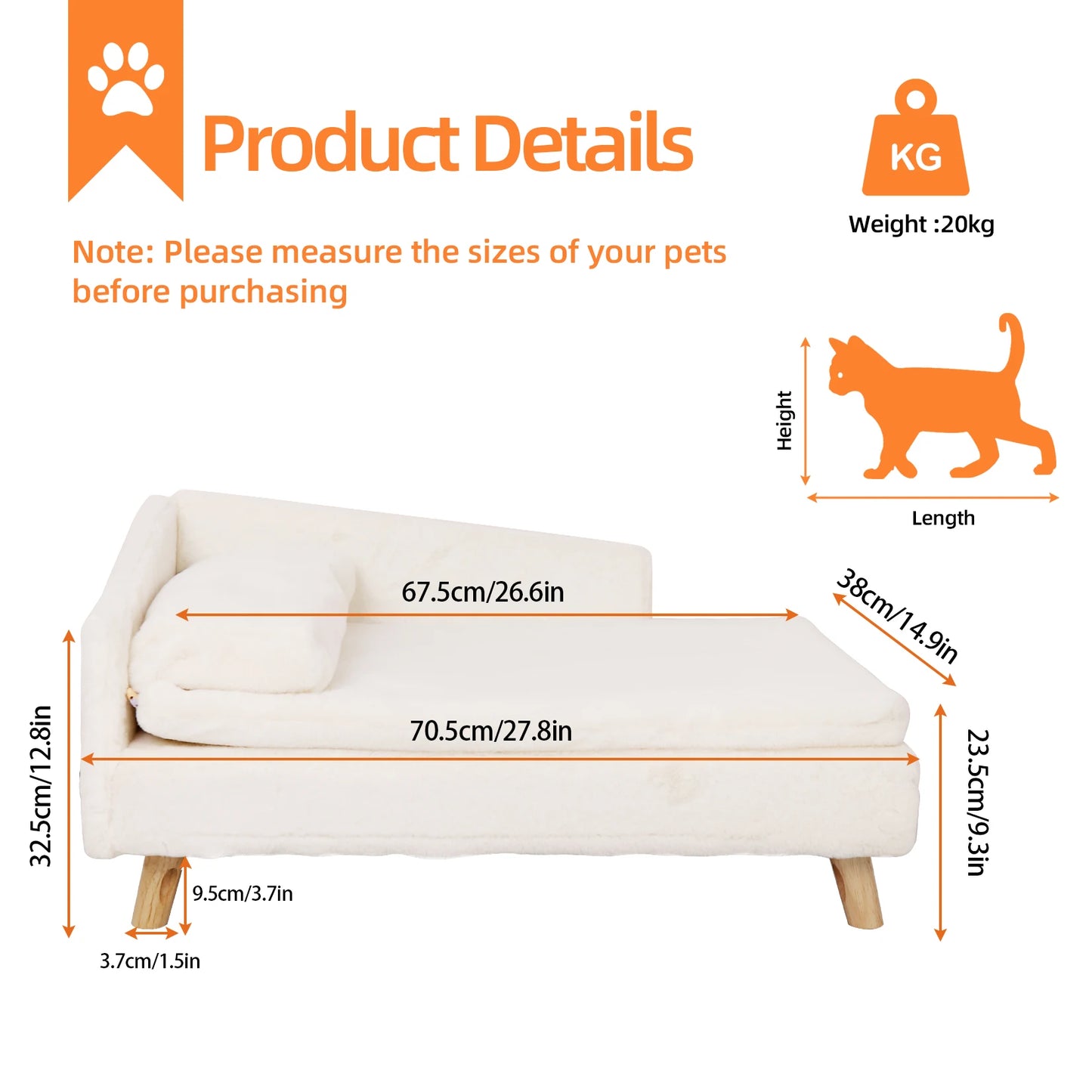 BINGOPAW Waterproof Raised Pet Sofa Bed With Plush Cushion
