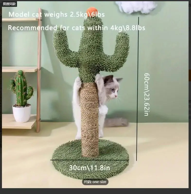 Indoor Cat Scratching Post And Cactus Cat Tree With Sisal Rope