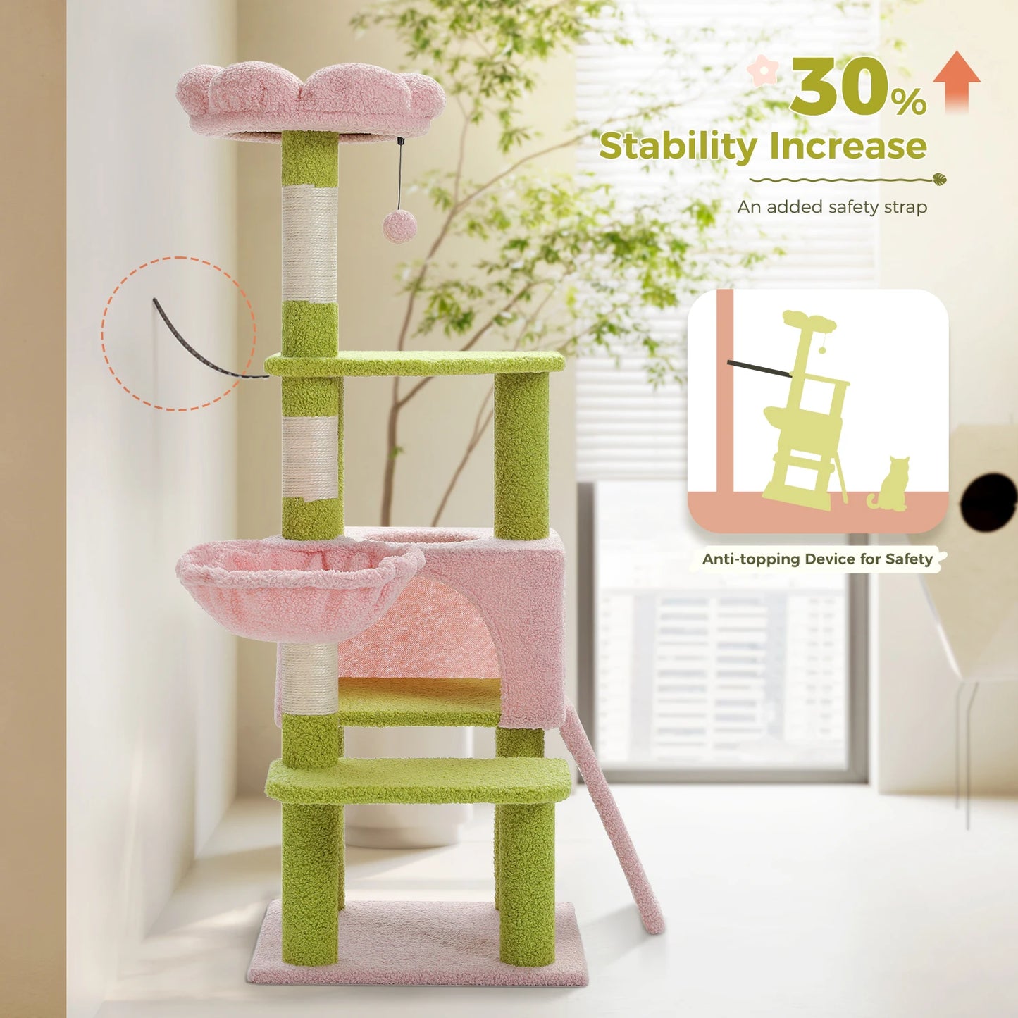 PAWZ Road Flower Cat Tree Multi-Level Cat Tower Sisal Posts