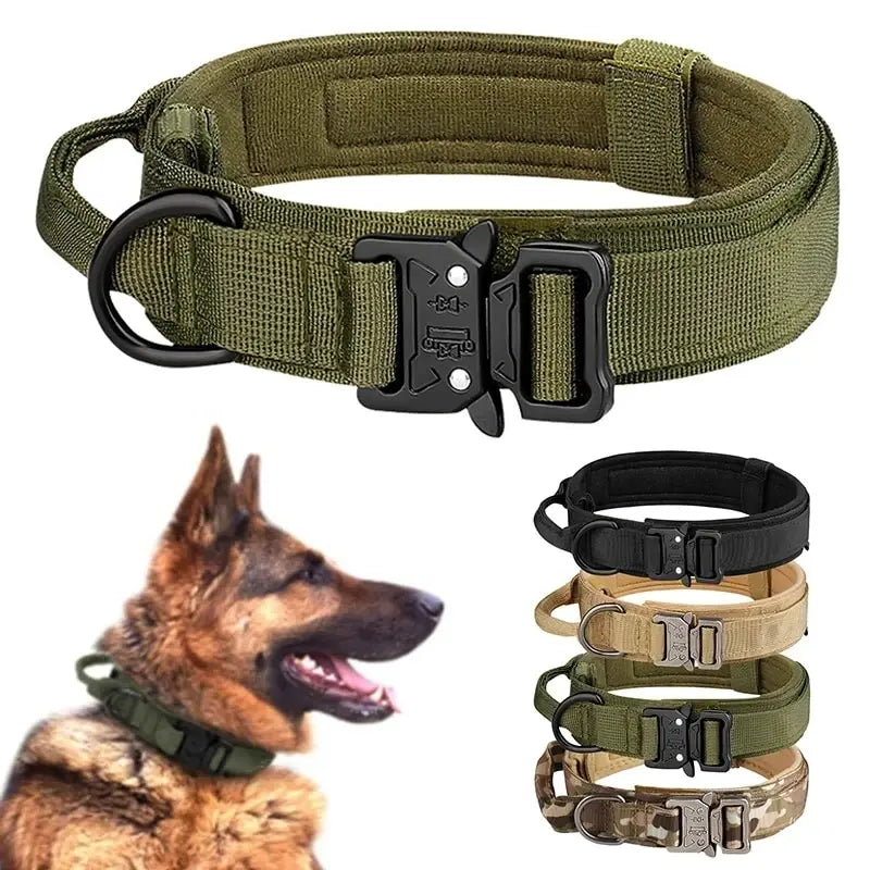 Outdoor Tactical Dog Collar With Breathable Nylon And Metal Buckle