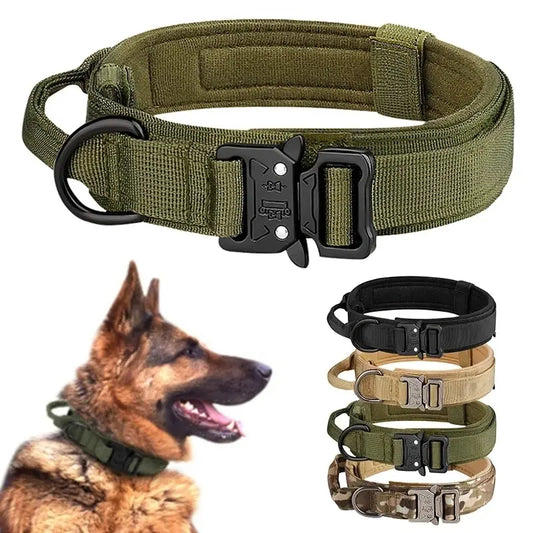Outdoor Tactical Dog Collar With Breathable Nylon And Metal Buckle