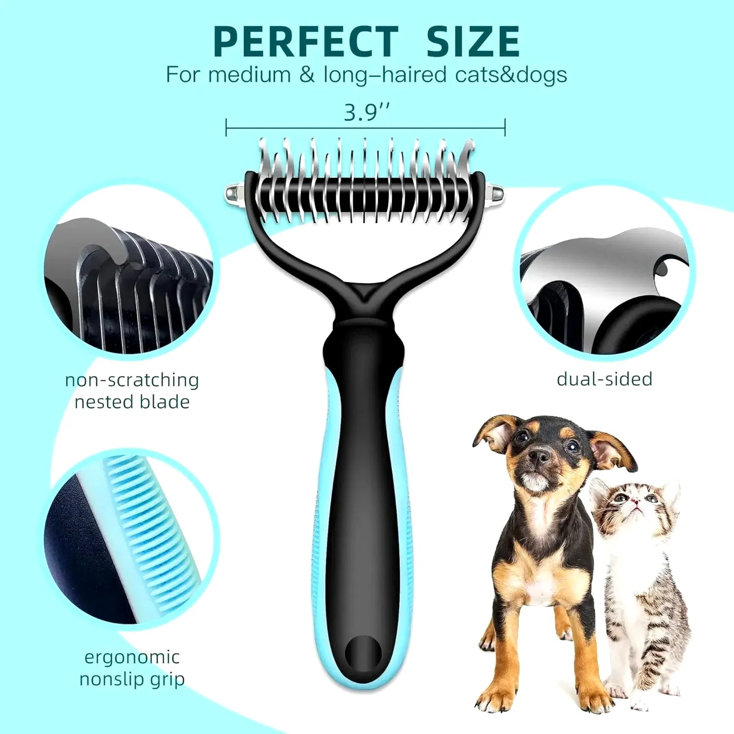 Pet Hair Removal Comb For Cats And Dogs Grooming Deshedding Tool