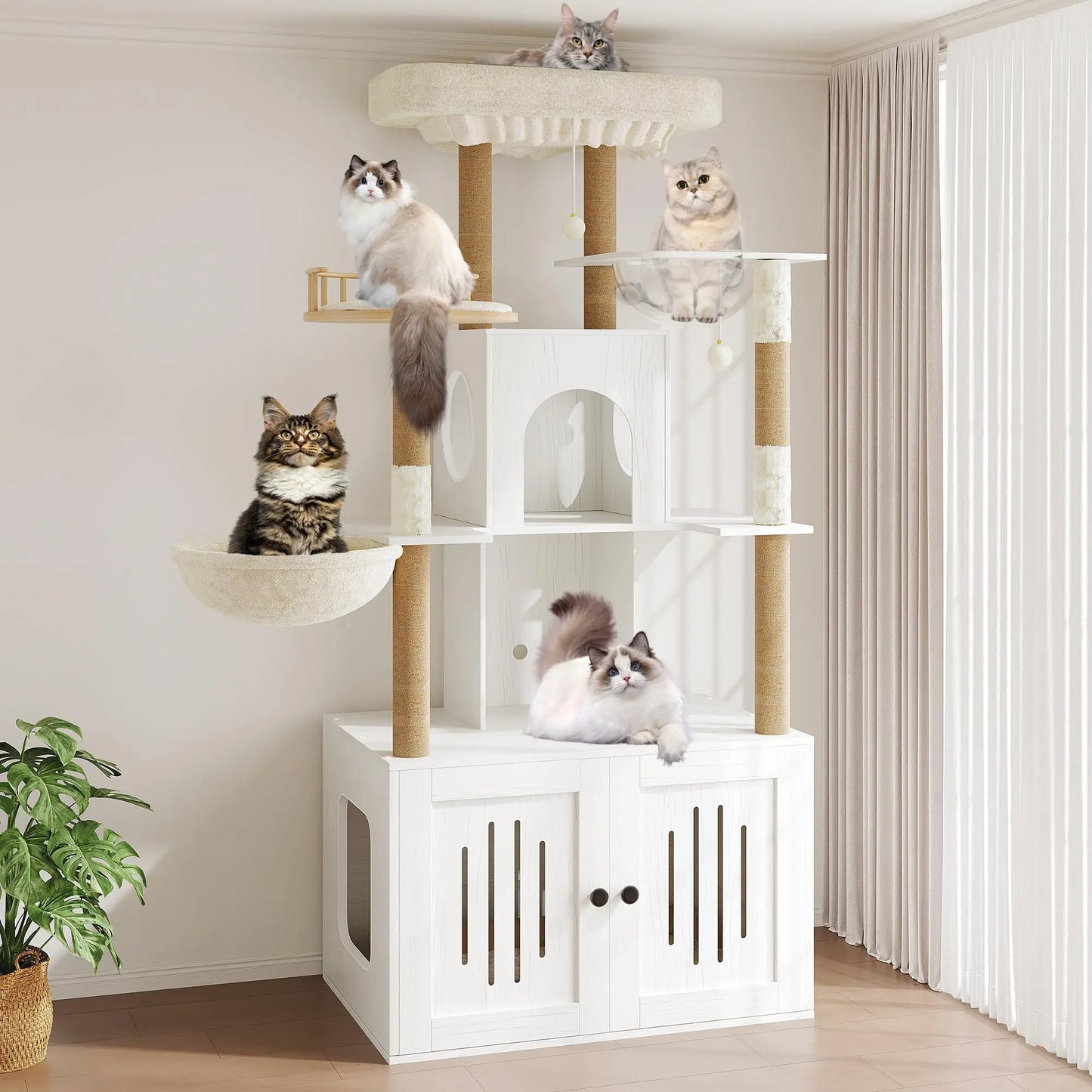 Studyset Cat Tree With Litter Box Enclosure And Hammock