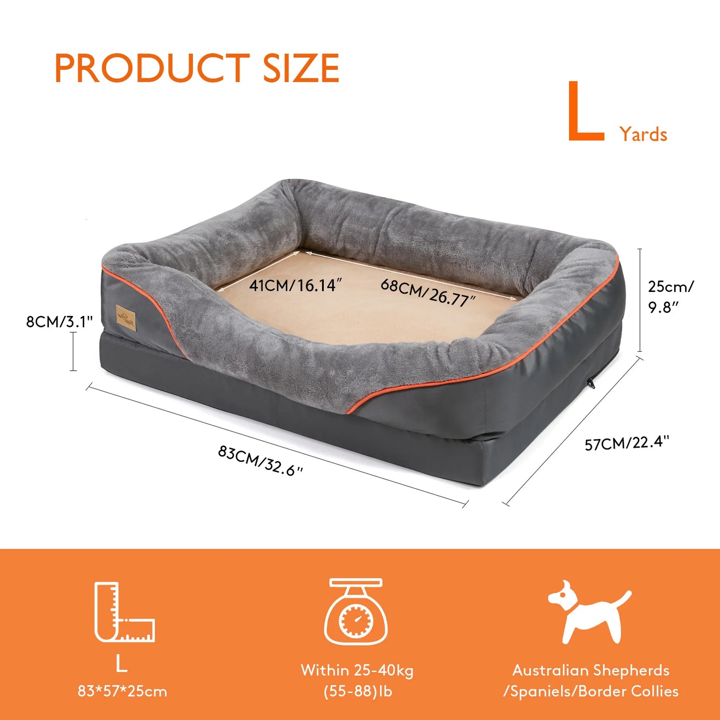 BINGOPAW Dog Bed With Removable Washable Cover Waterproof
